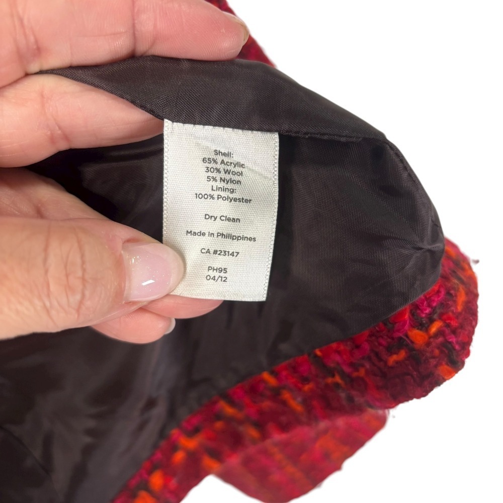 Talbots Red Tweed Plaid Blazer Jacket Double Breasted Christmas Office Size 10 - Picture 6 of 6